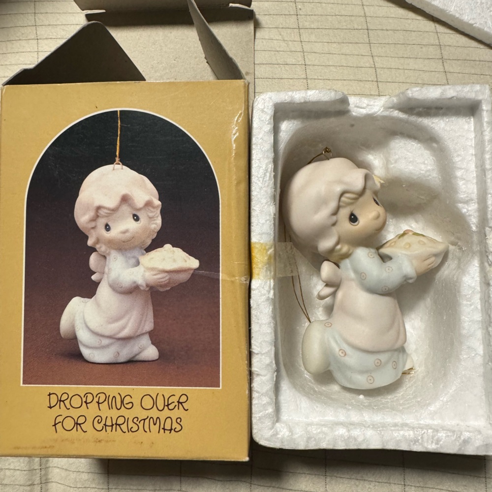 1982 Precious Moments “Dropping Over For Christmas” Angel Ornament